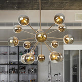 Globe Dining Room Semi Flush Mount Light with White/Clear/Smoke Grey Glass - 9/12/15 Lights - Contemporary Design in Copper/Chrome/Gold