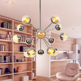 Globe Dining Room Semi Flush Mount Light with White/Clear/Smoke Grey Glass - 9/12/15 Lights - Contemporary Design in Copper/Chrome/Gold
