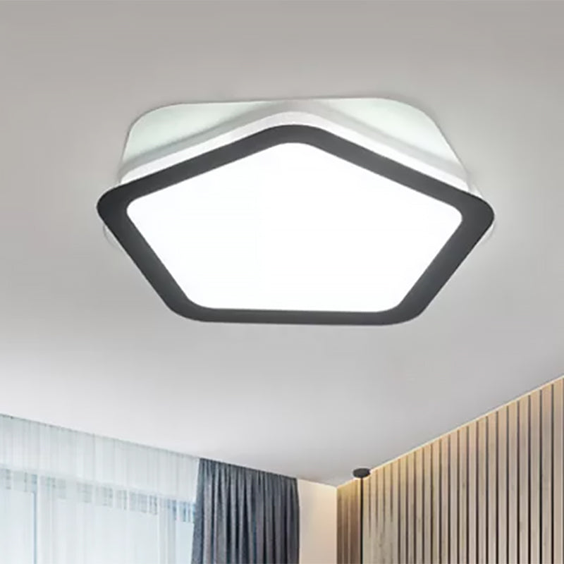 Modern Acrylic Led Pentagon Flush Light For Bedroom - White Or Warm Options