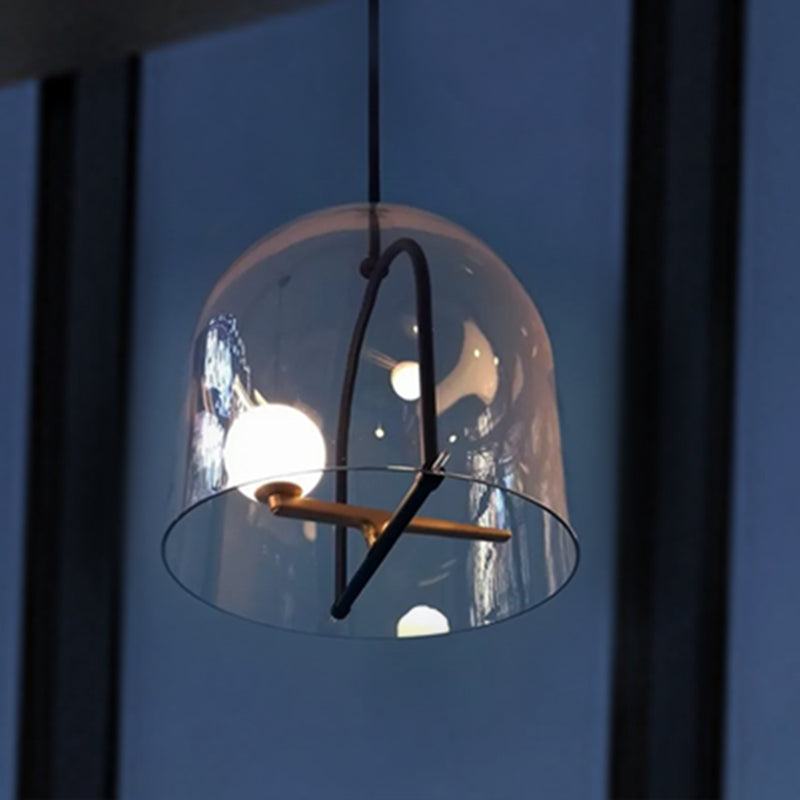 Clear Glass Cylinder Ceiling Light For Modern Living Room