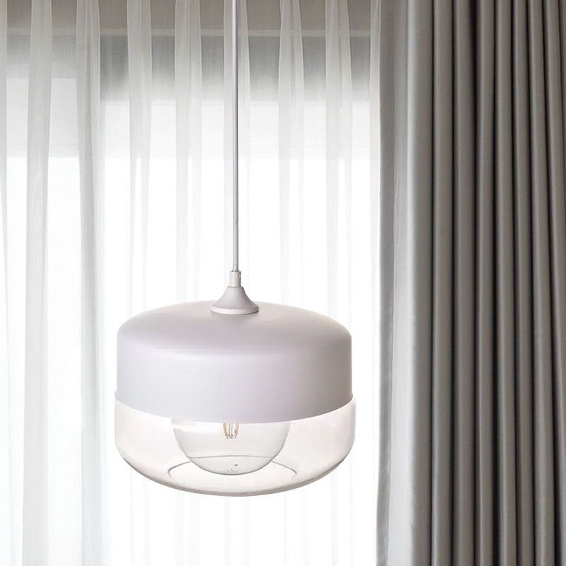 Modern White Glass Pendant Light For Bedroom With Elegant Ceiling Suspension