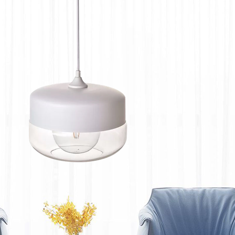 Modern White Glass Pendant Light For Bedroom With Elegant Ceiling Suspension