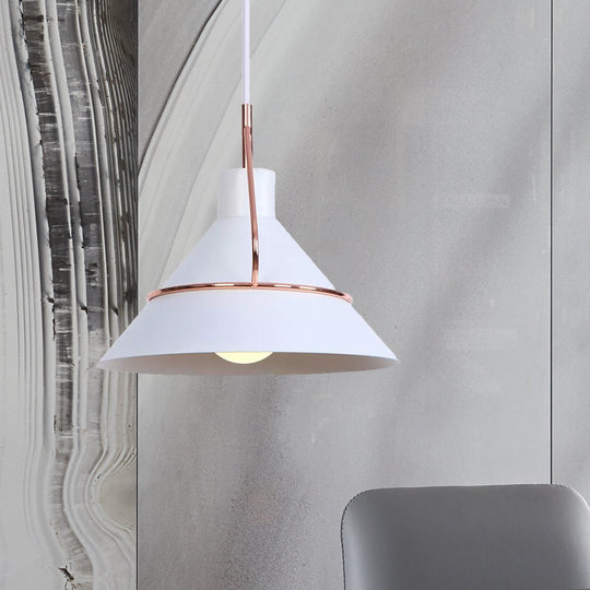 Modern Metal Pendant Lamp - Minimalist Conical Design 1 Light White/Black