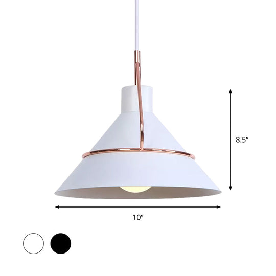 Modern Metal Pendant Lamp - Minimalist Conical Design 1 Light White/Black