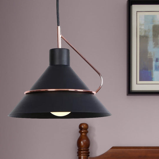 Modern Metal Pendant Lamp - Minimalist Conical Design 1 Light White/Black