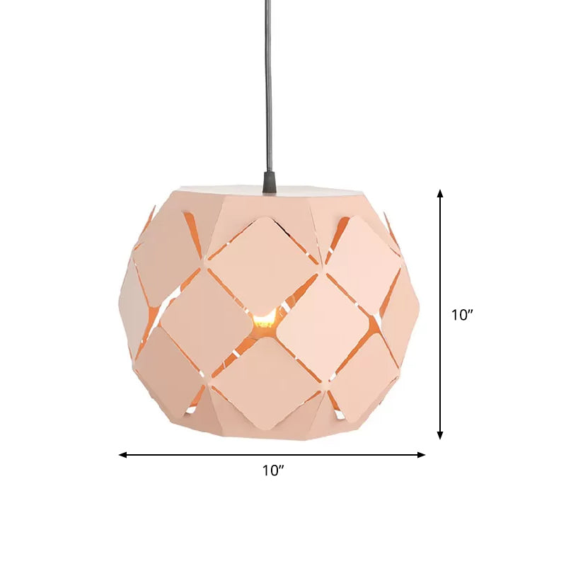 Laser-Cut Pink Metal Pendant Lamp: Minimalist 1-Light For Living Room