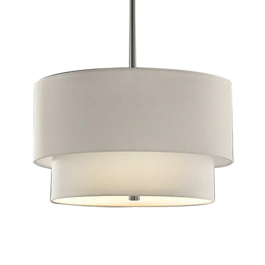 Traditional Layered Tier Chandelier - 3-Light Ceiling Light In Black/White/Flaxen 16/19.5/23.5 Wide