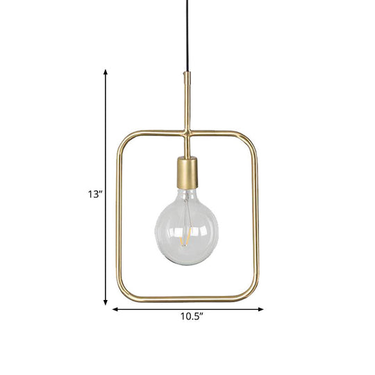 Contemporary Gold Metal Pendant Light With Exposed Bulb And Skeleton Design