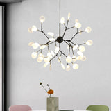 Modern Heracleum Chandelier With Opaline Glass 36/45/54 Heads Black/Gold 36 / Black