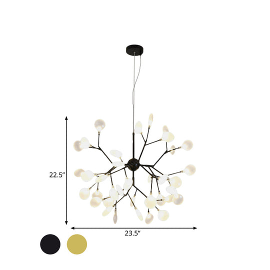 Modern Heracleum Chandelier With Opaline Glass 36/45/54 Heads Black/Gold