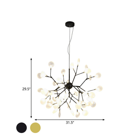 Modern Heracleum Chandelier With Opaline Glass 36/45/54 Heads Black/Gold