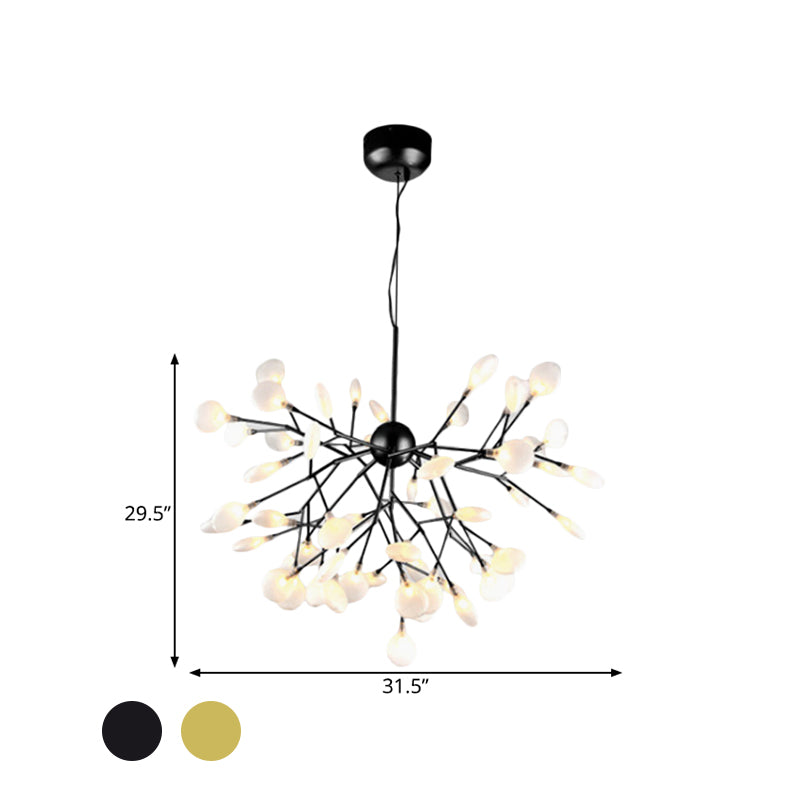 Modern Heracleum Chandelier With Opaline Glass 36/45/54 Heads Black/Gold