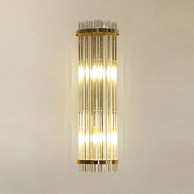 Modern Clear Crystal Wall Sconce Lamp - 2 Lights Gold Finish 14/21.5 Width