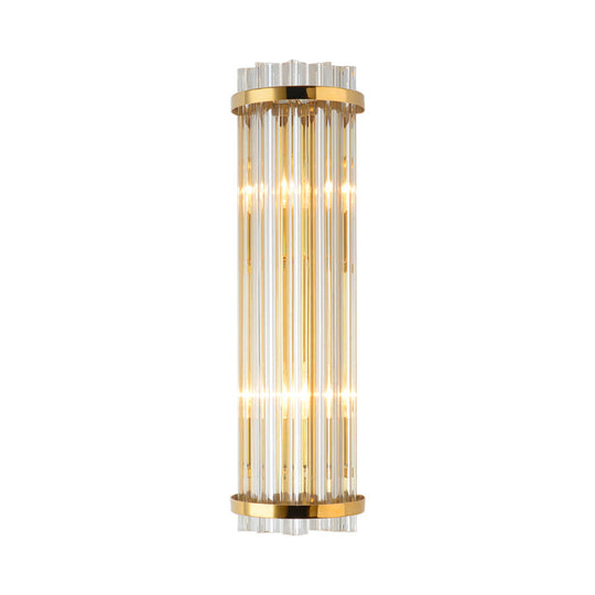 Modern Clear Crystal Wall Sconce Lamp - 2 Lights Gold Finish 14/21.5 Width