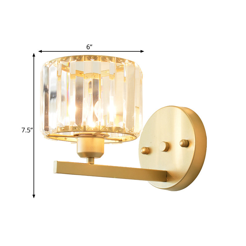 Modern Clear Crystal Block Wall Sconce Light With Gold Finish Ideal For Bedroom Lighting
