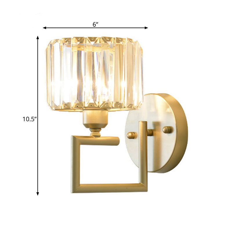 Modern Clear Crystal Block Wall Sconce Light With Gold Finish Ideal For Bedroom Lighting