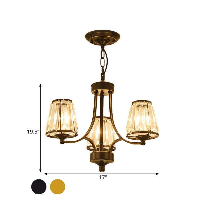 Circular Crystal Chandelier Lamp: Elegant Hanging Light For Bedrooms With Gold/Black Touches -