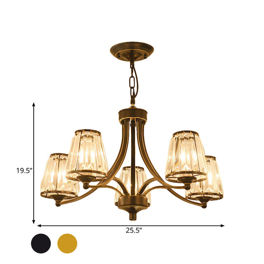 Circular Crystal Chandelier Lamp: Elegant Hanging Light For Bedrooms With Gold/Black Touches -