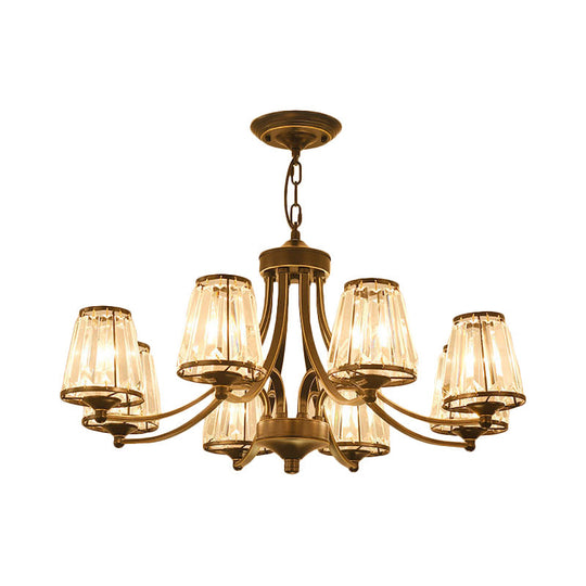 Circular Crystal Chandelier Lamp: Elegant Hanging Light For Bedrooms With Gold/Black Touches -