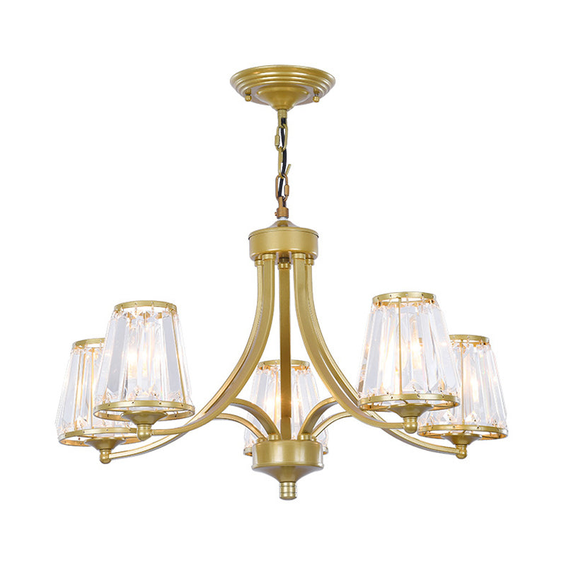 Circular Crystal Chandelier Lamp: Elegant Hanging Light For Bedrooms With Gold/Black Touches -