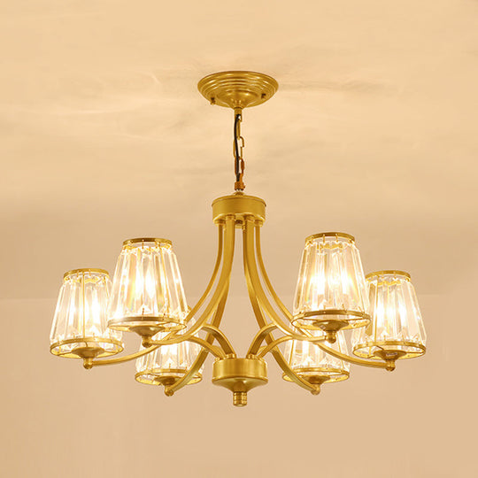 Circular Crystal Chandelier Lamp: Elegant Hanging Light For Bedrooms With Gold/Black Touches -
