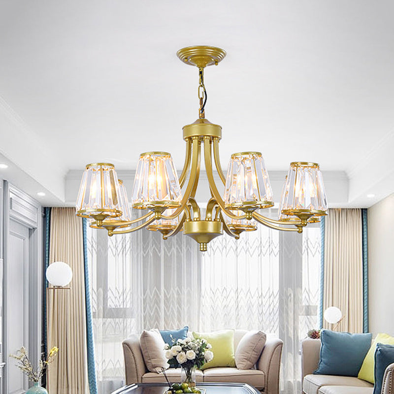 Circular Crystal Chandelier Lamp: Elegant Hanging Light For Bedrooms With Gold/Black Touches -