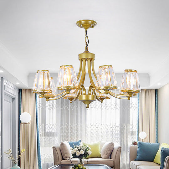 Circular Crystal Chandelier Lamp: Elegant Hanging Light For Bedrooms With Gold/Black Touches -