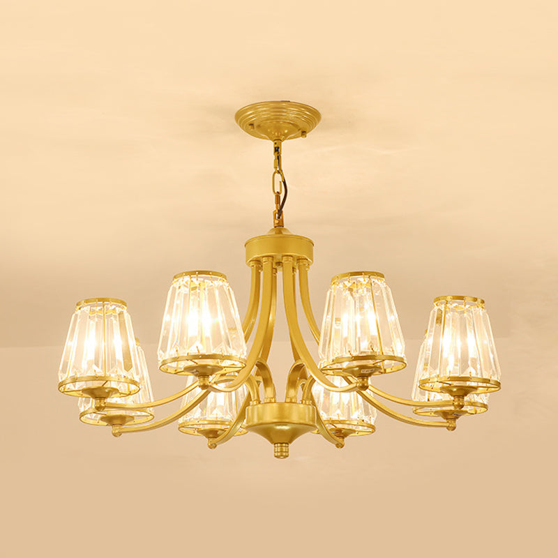 Circular Crystal Chandelier Lamp: Elegant Hanging Light For Bedrooms With Gold/Black Touches -