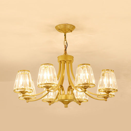 Circular Crystal Chandelier Lamp: Elegant Hanging Light For Bedrooms With Gold/Black Touches -