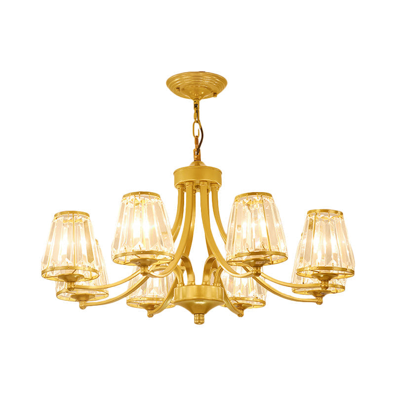 Circular Crystal Chandelier Lamp: Elegant Hanging Light For Bedrooms With Gold/Black Touches -