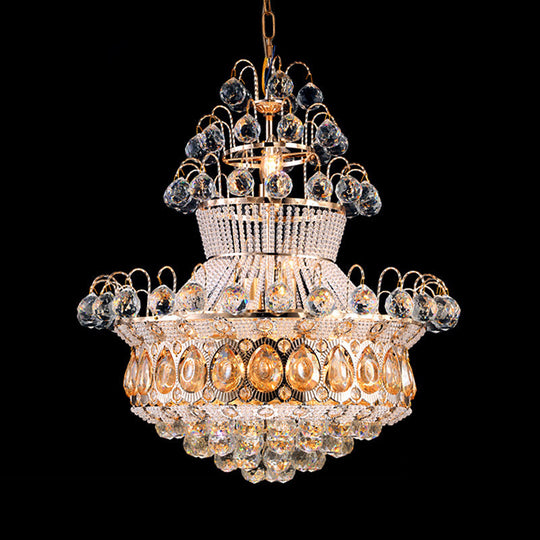 Modern Crystal Gold Chandelier Ceiling Light Fixture - 10 Lights Bedroom