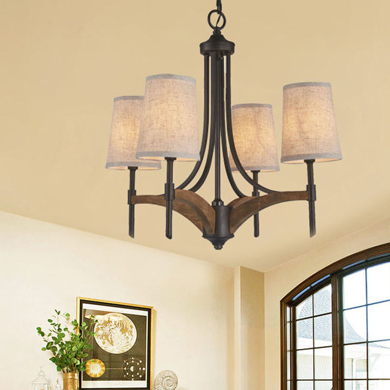 Classic 4-Light Metal Chandelier Candelabra In Black - Pendant Lighting For Living Room With/Without