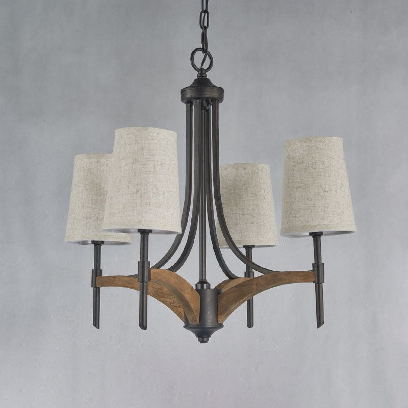 Classic 4-Light Metal Chandelier Candelabra In Black - Pendant Lighting For Living Room With/Without