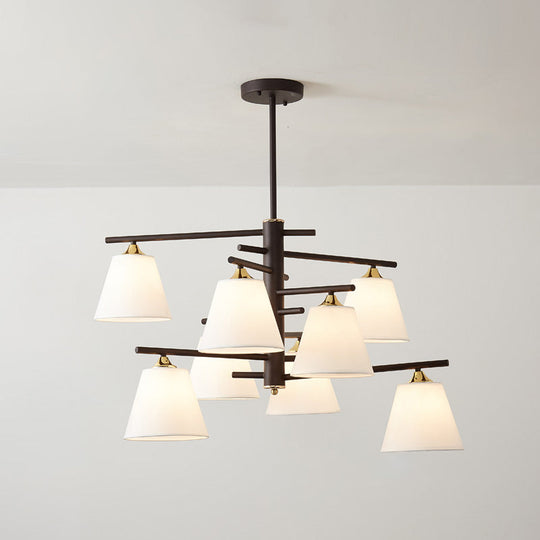 Tapered Hanging Chandelier - Traditional Pendant Light For Living Room With Fabric Shades Available