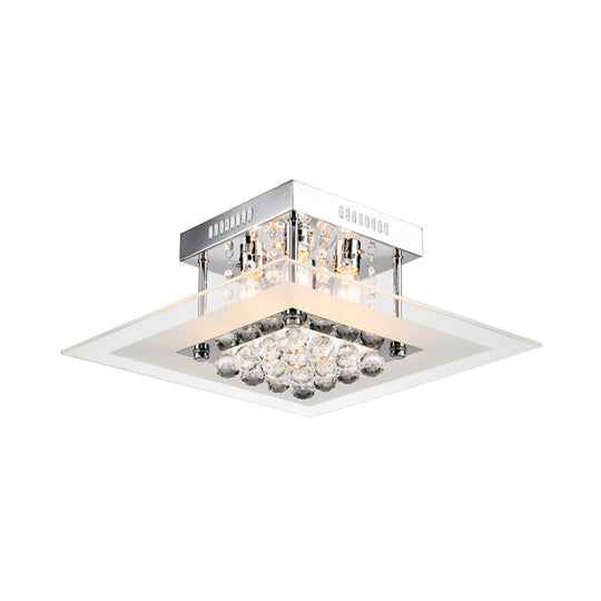 Modern Crystal 4 - Light Flush Mount Ceiling Lamp Chrome Finish