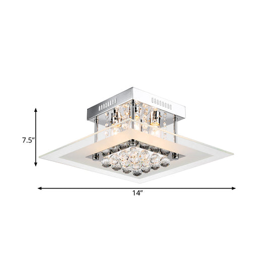 Modern Crystal 4-Light Flush Mount Ceiling Lamp Chrome Finish