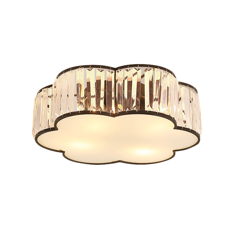 Contemporary Black Crystal Cloud Flush Lamp With 3/4/5 Lights - Bedroom Flushmount Lighting