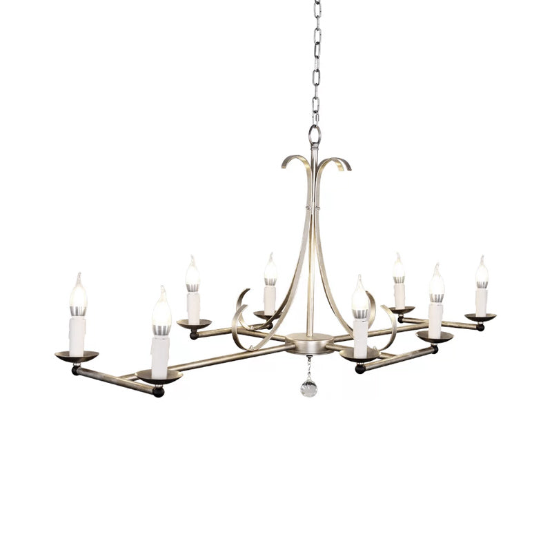 Metal Island Chandelier Light - Traditional Candle Shape 8 Bulbs Gold/Silver