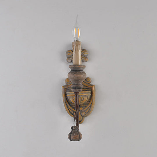 Vintage Metal Distressed Wood Wall Lamp With Curved Arms - 1/2 Lights Perfect For Dining Room Sconce