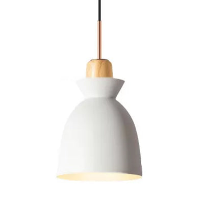 Contemporary Gray/White Bell Shade Pendant Ceiling Lamp - Metallic Indoor Hanging Light With 1 Bulb