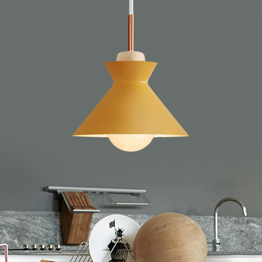 Contemporary Dome/Cone Metal Pendant Light - Grey/Yellow/Green