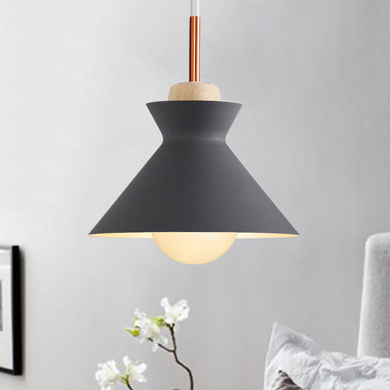 Contemporary Dome/Cone Metal Pendant Light - Grey/Yellow/Green Grey / Cone