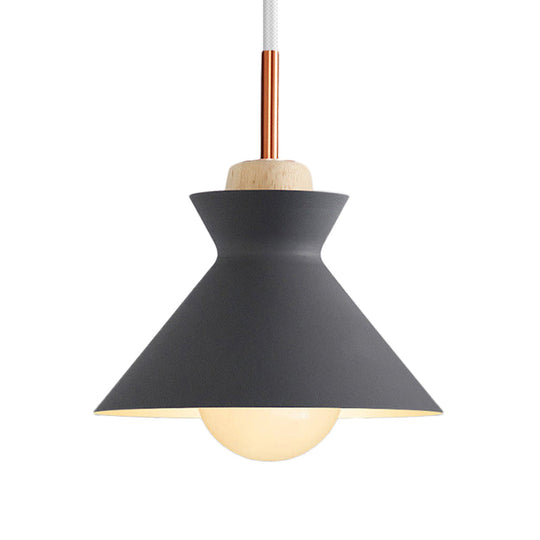 Contemporary Dome/Cone Metal Pendant Light With 1 In Grey Yellow And Green