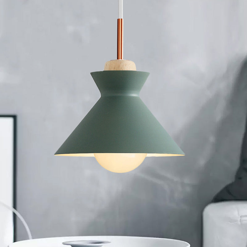 Contemporary Dome/Cone Metal Pendant Light - Grey/Yellow/Green Green / Cone