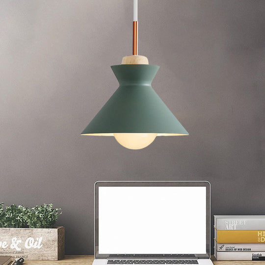 Contemporary Dome/Cone Metal Pendant Light - Grey/Yellow/Green
