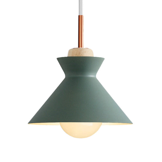 Contemporary Dome/Cone Metal Pendant Light - Grey/Yellow/Green