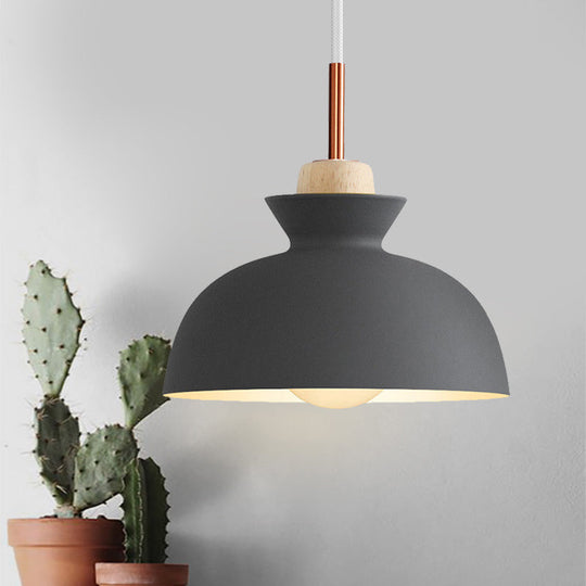 Contemporary Dome/Cone Metal Pendant Light - Grey/Yellow/Green Grey / Dome