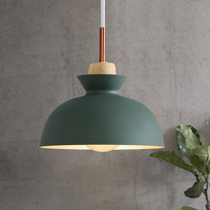 Contemporary Dome/Cone Metal Pendant Light - Grey/Yellow/Green Green / Dome