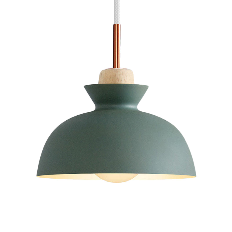 Contemporary Dome/Cone Metal Pendant Light - Grey/Yellow/Green