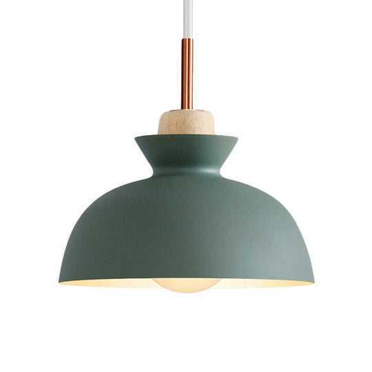 Contemporary Dome/Cone Metal Pendant Light - Grey/Yellow/Green